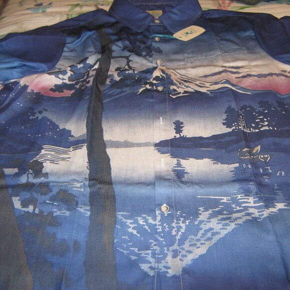 NWT TWO 2XL Unique Royaura Hawaiian Shirts Mt. Fuji and a Tropic Scene - Picture 4 of 15
